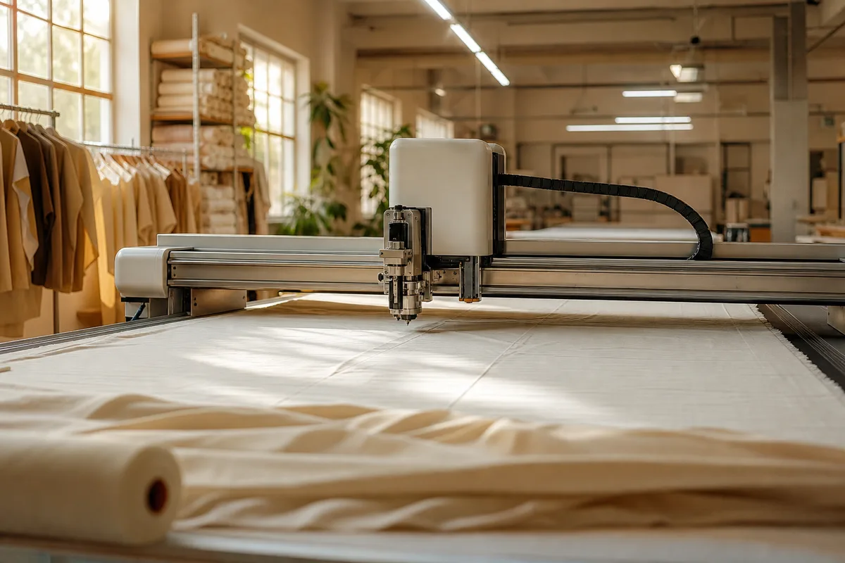 Automatic fabric cutting machine spreading and cutting lays