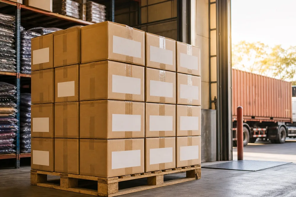 Packed garment cartons ready for export shipping