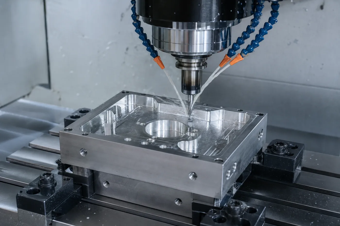 CNC milling aluminum block