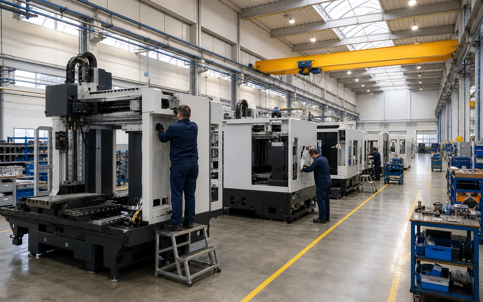 AXISMILL assembly hall with machining centers on the line