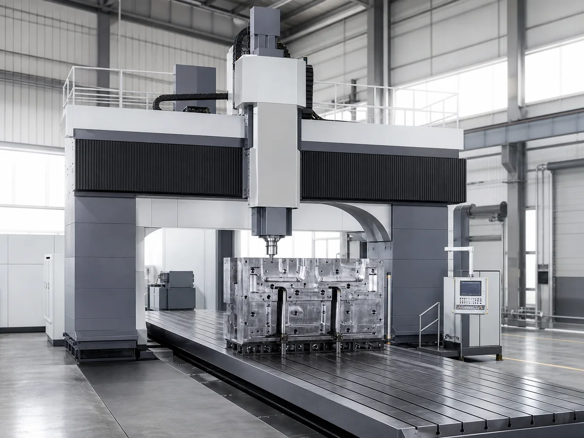 AM-G2340 gantry machining center over a large mold block
