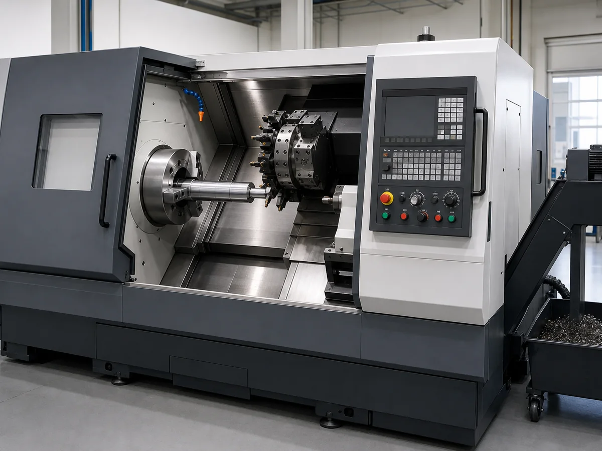 AM-T520 CNC lathe with slant bed and 12-station turret