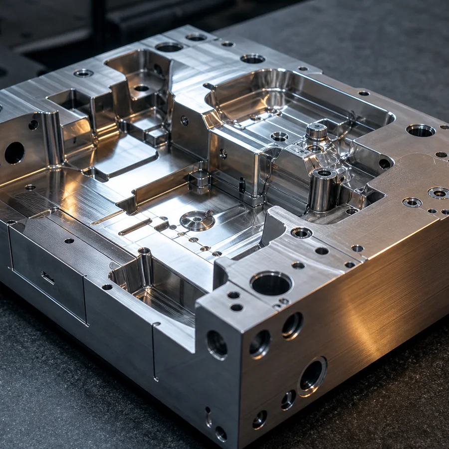 Machined injection mold cavity block