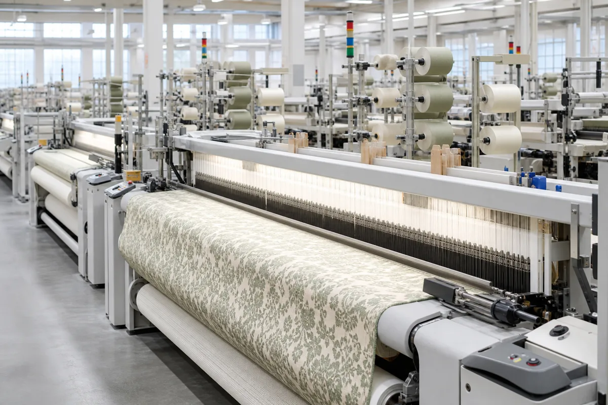 Jacquard weaving looms in the VERDATEX textile mill