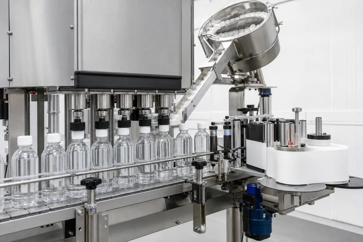 Capping machine with cap sorter and labeling station