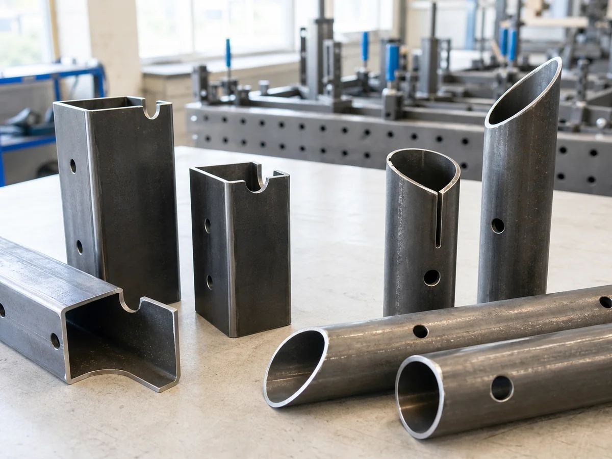 Laser cut steel tube frames with slots and copes for welding