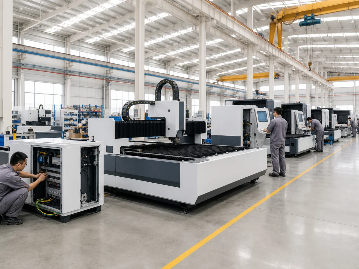 LASERFORGE laser machine assembly and test bay at night