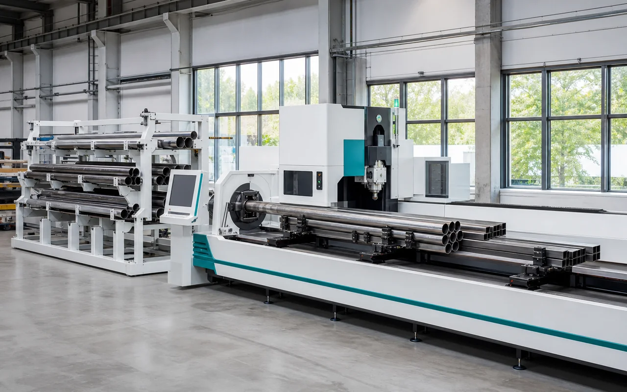 Tube and pipe fiber laser cutting machine with automatic loading