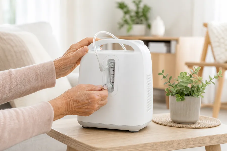 Home care patient using oxygen concentrator