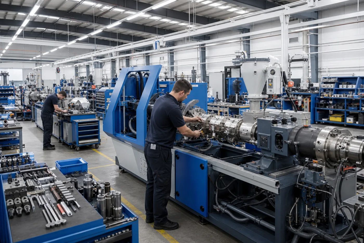 Plastic machinery assembly workshop