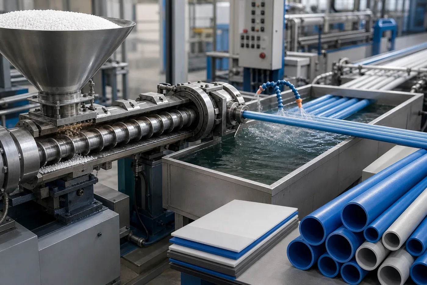 Plastic sheet and film extrusion line