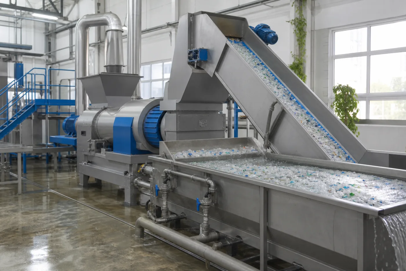 Plastic recycling and pelletizing line
