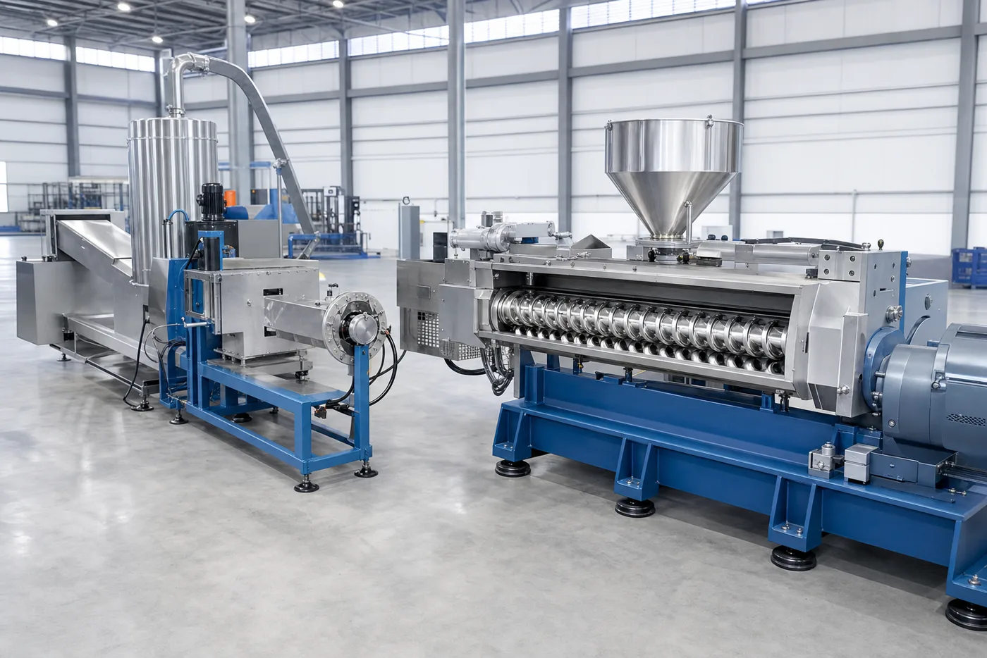 PET flakes glass fiber twin screw pelletizing line