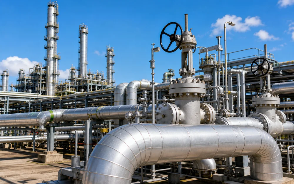 Gate valves installed on refinery piping