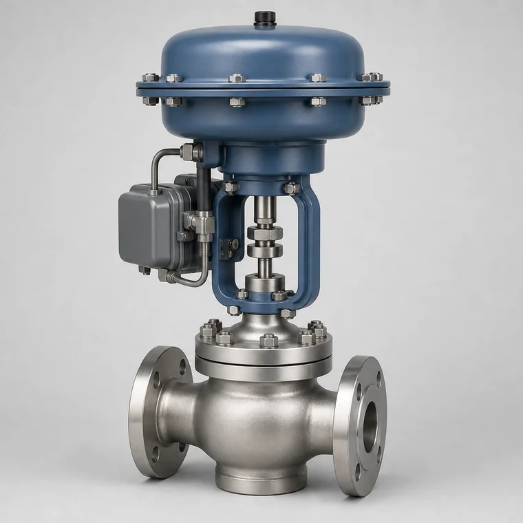 Pneumatic control valve with actuator